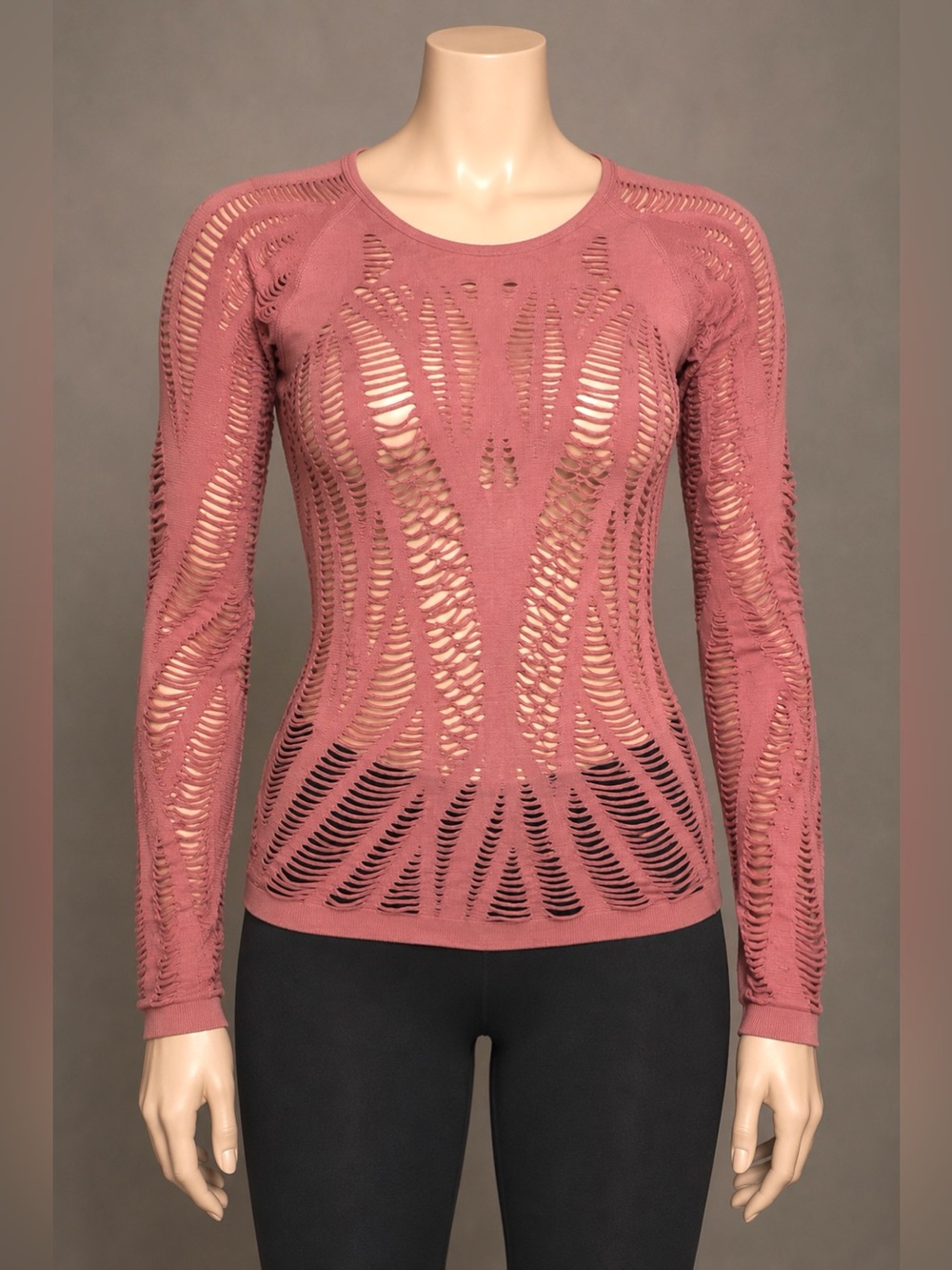 Alo Yoga Wanderer Brave Elements Long Sleeve Top M Dusty Rose Cutout